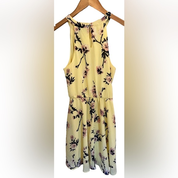 Blue Rain Womens Skater Skirt Sundress with Keyhole Back in Yellow Floral Sz XS - Picture 5 of 5